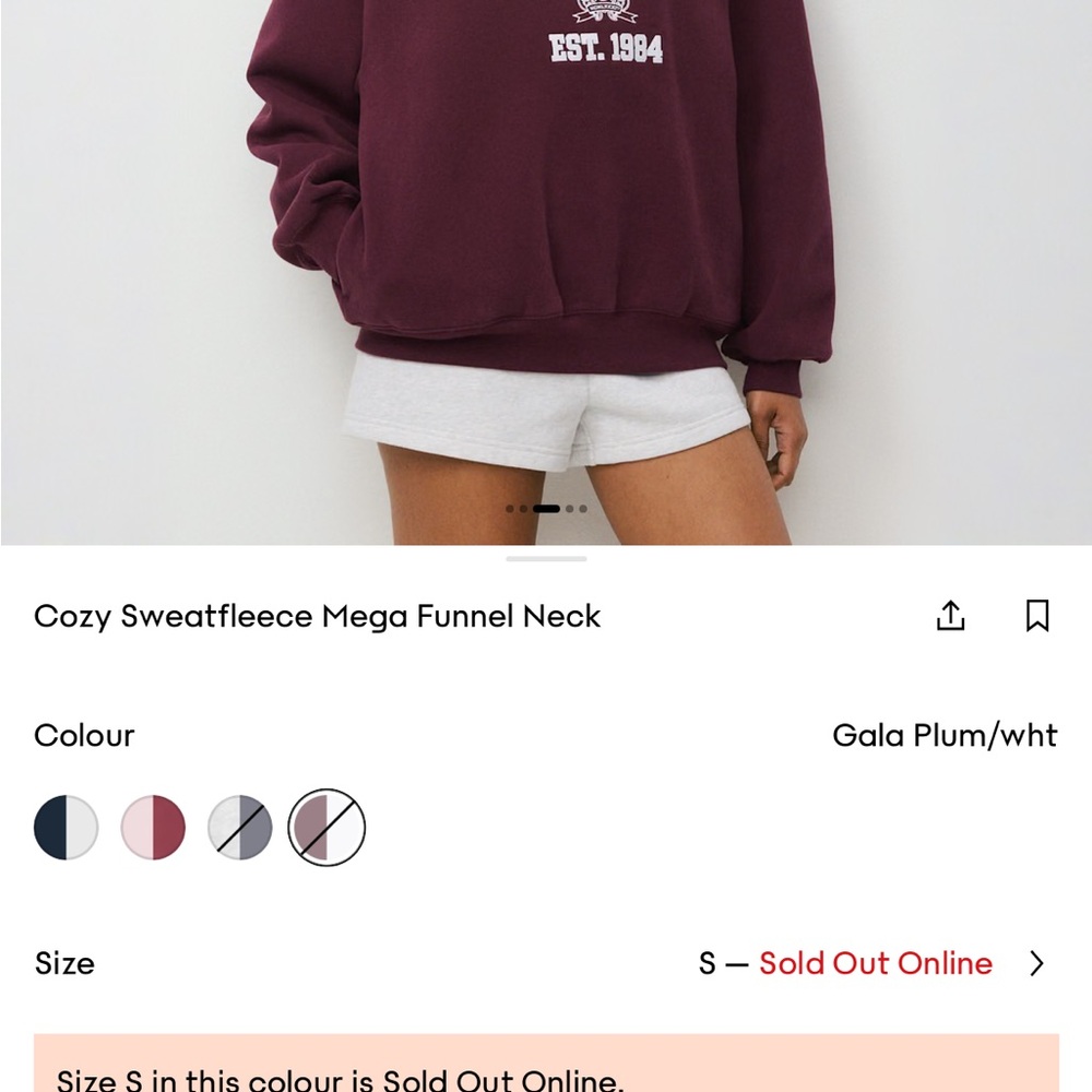 Cozy Sweatfleece Mega Funnel Neck Sweatshirt - Gala Plum/White